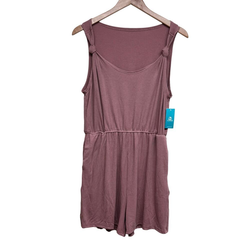 Cupshe Ribbed Knit Romper XL Pink Knot Strap Sleeveless Casual - Picture 2 of 9
